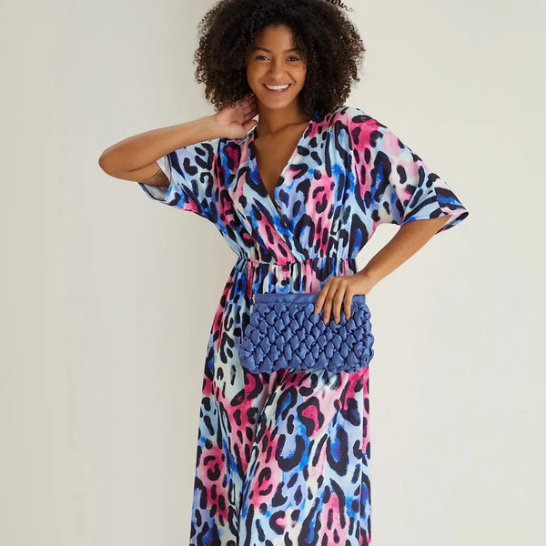 Blue animal shop print maxi dress