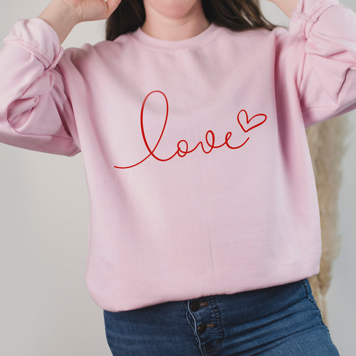 Pink Love with Heart Ladies Sweatshirt by Betty Bramble