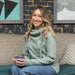 Sage Green Silver Stars Luxe Cowl Neck Hoodie