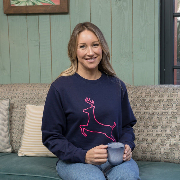 Neon Leaping Reindeer Christmas Sweatshirt