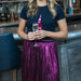 Ladies Metallic Pink Pleated Skirt