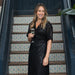 Black Sequin Midi Wrap Dress