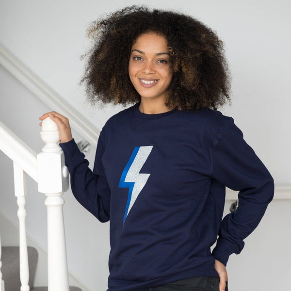 Ladies Lightning Bolt Sweatshirt in Blue