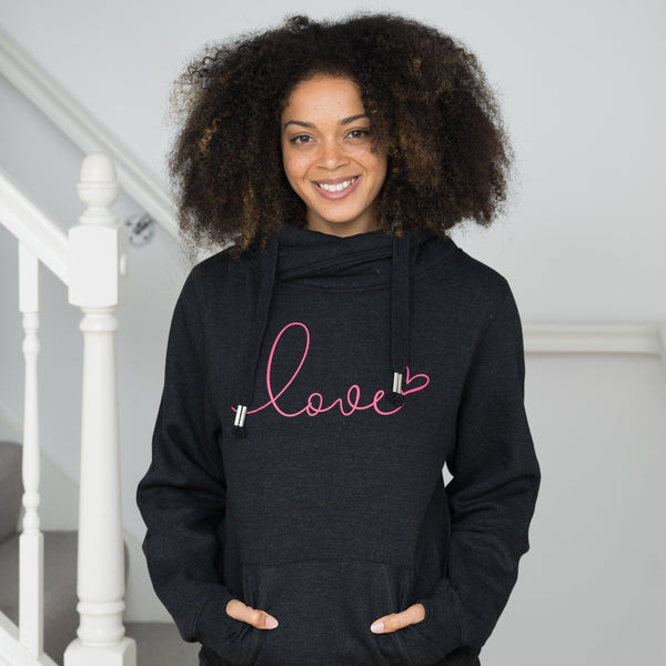 Love Luxe Cowl Neck Hoodie in Smoke
