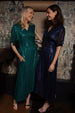 Navy Sequin Midi Wrap Dress