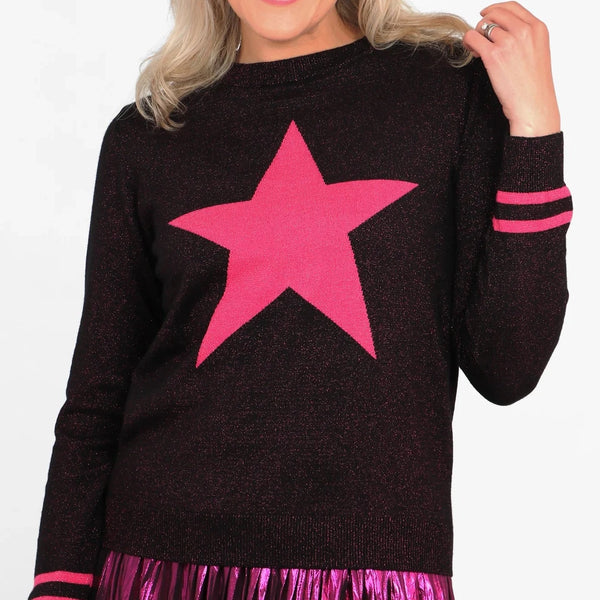 Pink Star Glitter Wool Blend Jumper