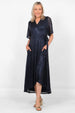 Navy Sequin Midi Wrap Dress