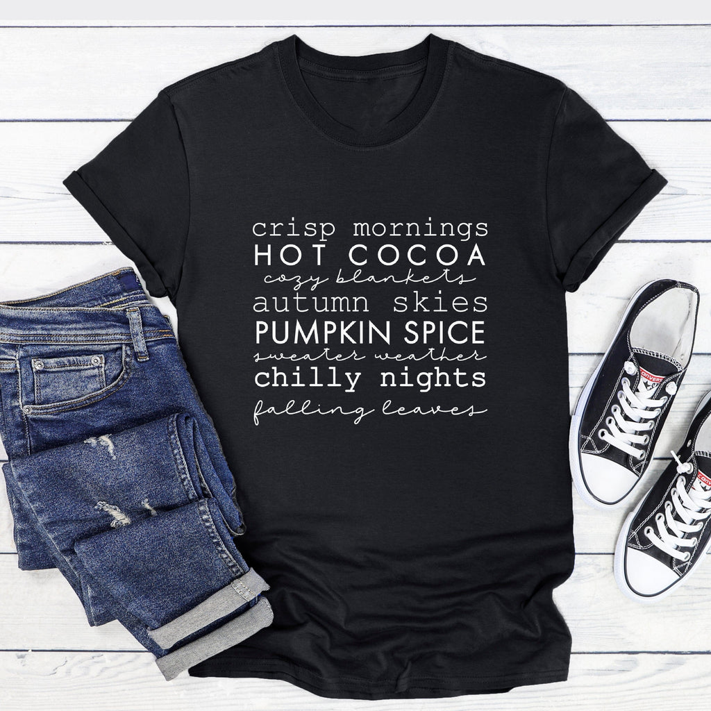 Autumn Days Black T-Shirt - Express Delivery Available At Betty Bramble