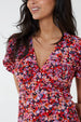 Floral Puff Sleeve Midi Dress in Red