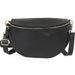 Black Large Italian Leather Half Moon Crossbody Bag
