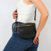 Black Large Italian Leather Half Moon Crossbody Bag