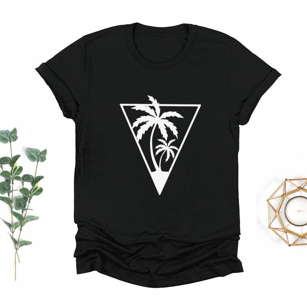 Tropical Monochrome Palm Tree Ladies T Shirt - BOYFRIEND FIT