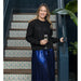 Ladies Metallic Blue Pleated Skirt