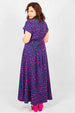 Bright Blue and Pink Leopard Print Midi Wrap Dress