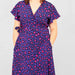 Bright Blue and Pink Leopard Print Midi Wrap Dress