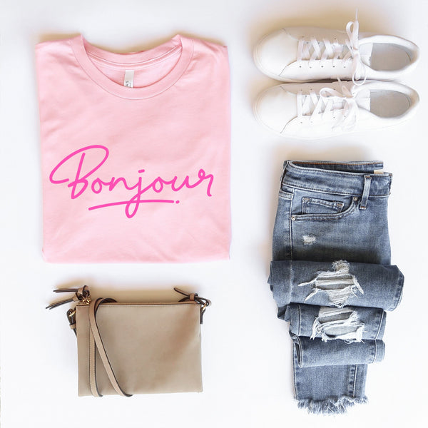 Bonjour Organic Pink T-Shirt