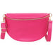 Bright Pink Large Italian Leather Half Moon Crossbody Bag