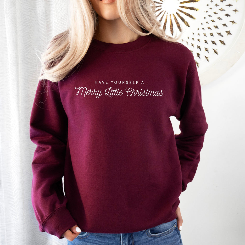 Merry Little Christmas Burgundy Sweatshirt - Express Delivery Available At Betty Bramble