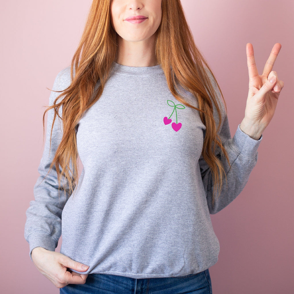 Heather Grey Heart Cherries Sweatshirt