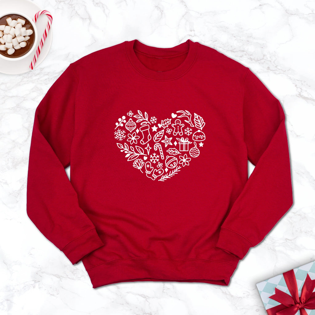 Christmas Heart Red Sweatshirt - Express Delivery Available At Betty Bramble