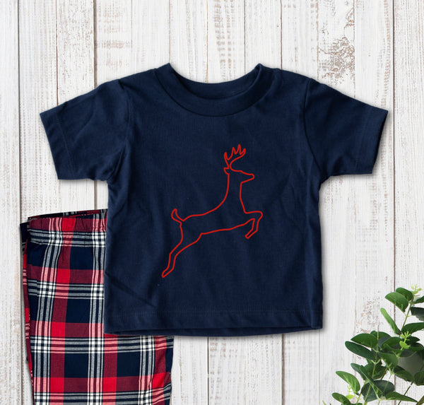 Children's Leaping Stag Reindeer Christmas Pyjamas