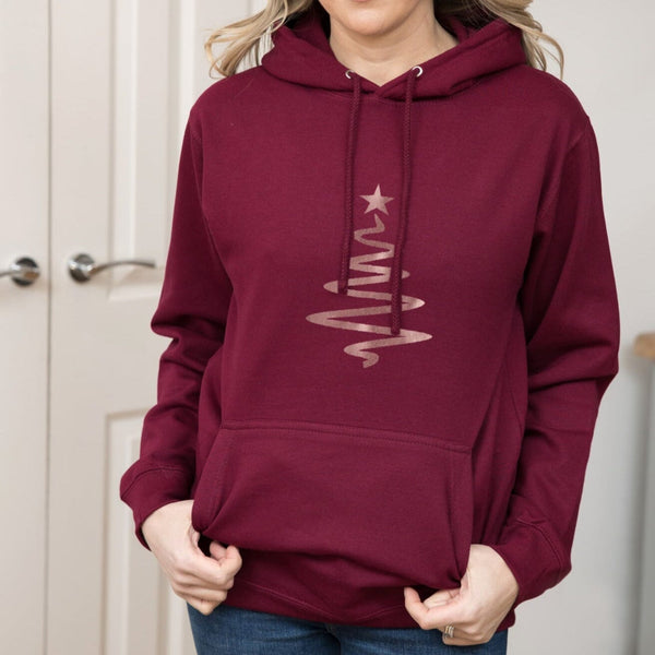 Ladies Rose Gold Christmas Tree Hoodie