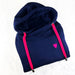 Navy Cowl Neck Hoodie with Contrast Drawstrings
