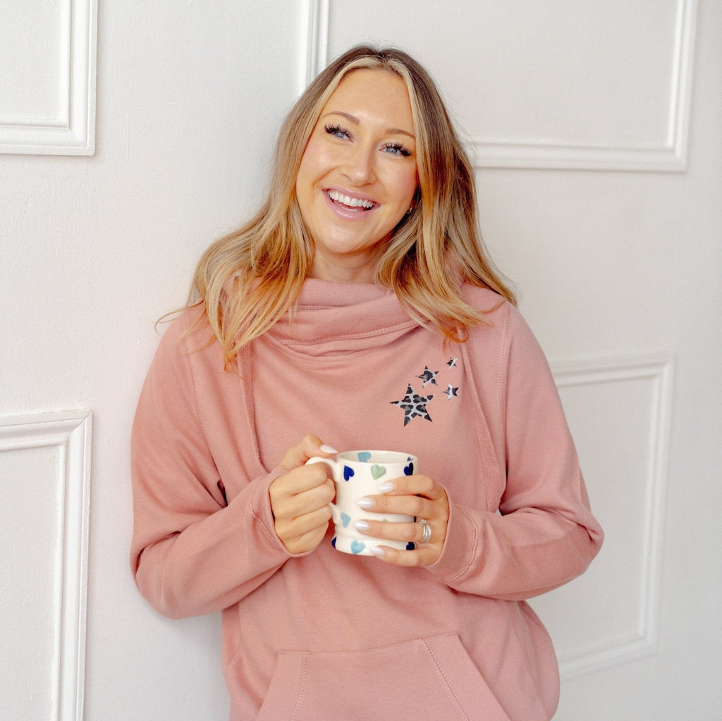 Cowl Neck Hoodie with Stars