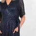 Navy Sequin Midi Wrap Dress