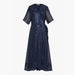 Navy Sequin Midi Wrap Dress