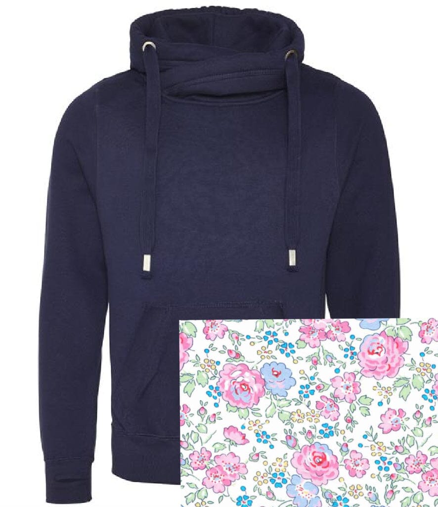 Liberty Print Navy Luxe Cowl Neck Sweatshirt by Betty Bramble