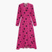 Fuchsia Midi Wrap Dress with Black Stars