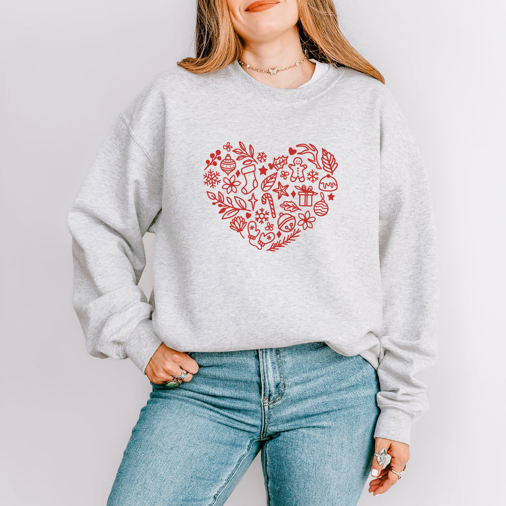 Christmas Heart Grey Sweatshirt - Express Delivery Available At Betty Bramble