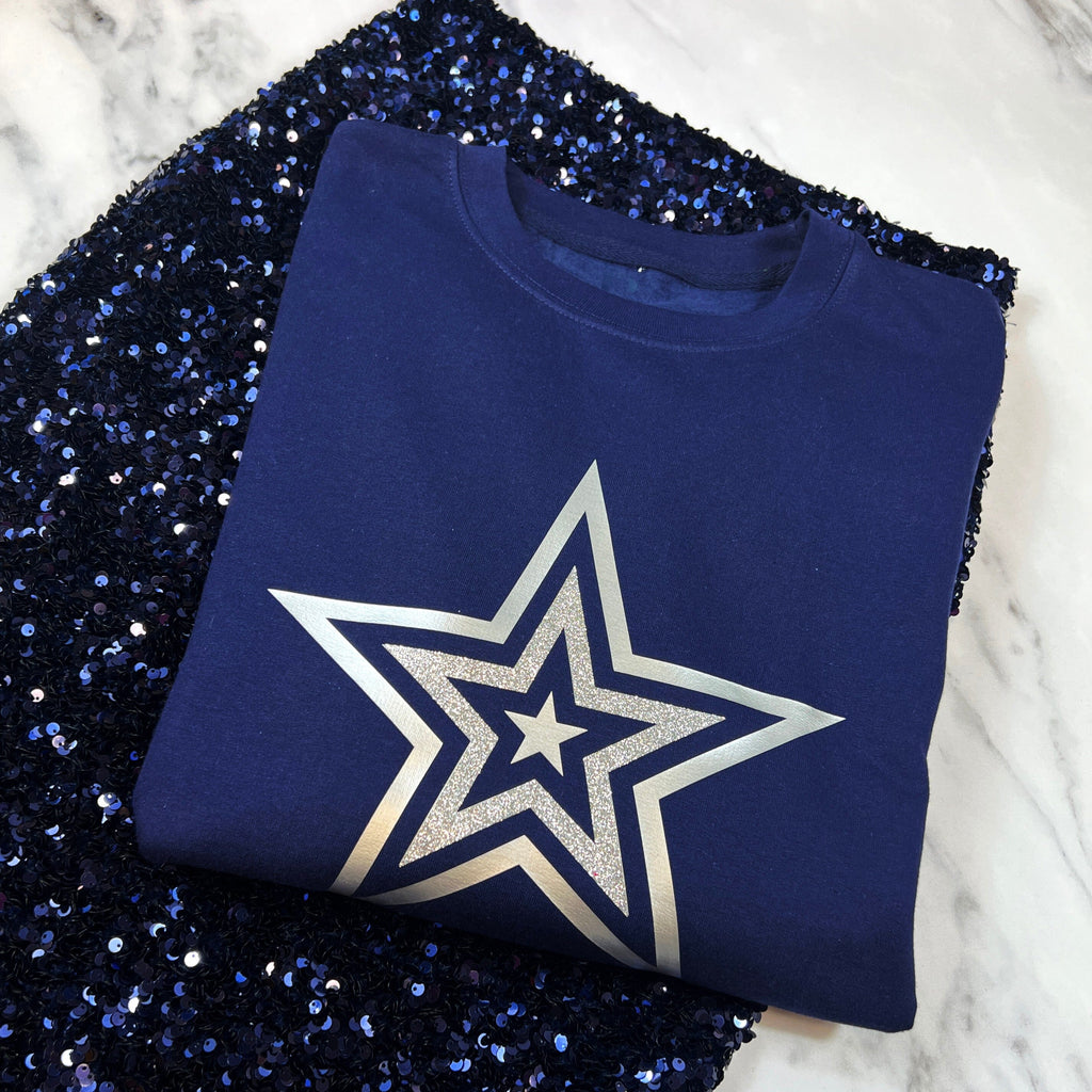 Triple Glitter Star Outline Sweatshirt