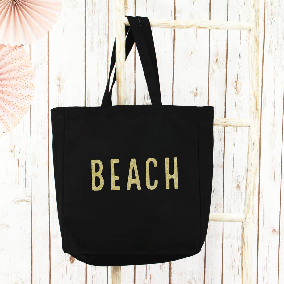 Gold Glitter Large Beach Tote Bag Betty Bramble