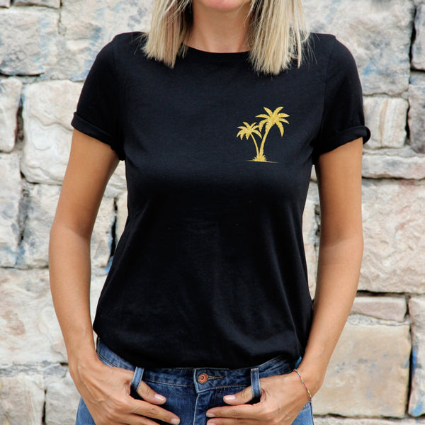 Gold Palm Tree Ladies T Shirt