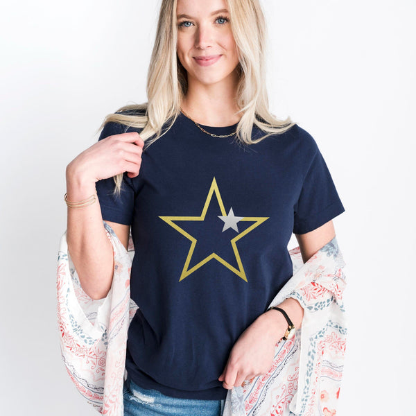 Gold Starstruck Ladies Star T Shirt - BOYFRIEND FIT