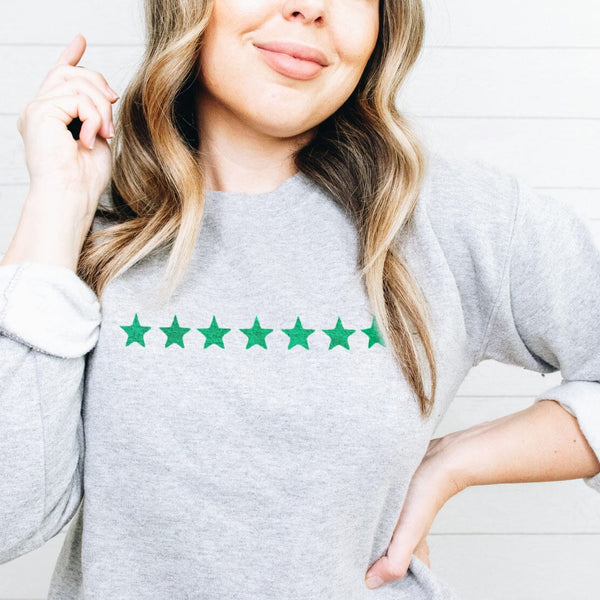 Metallic Green Mini Stars Sweatshirt