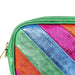 Green Rainbow Striped Italian Leather Camera Bag