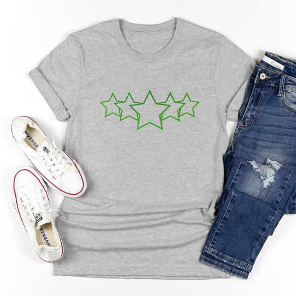 Stargazer Ladies Metallic Green Stars T-Shirt