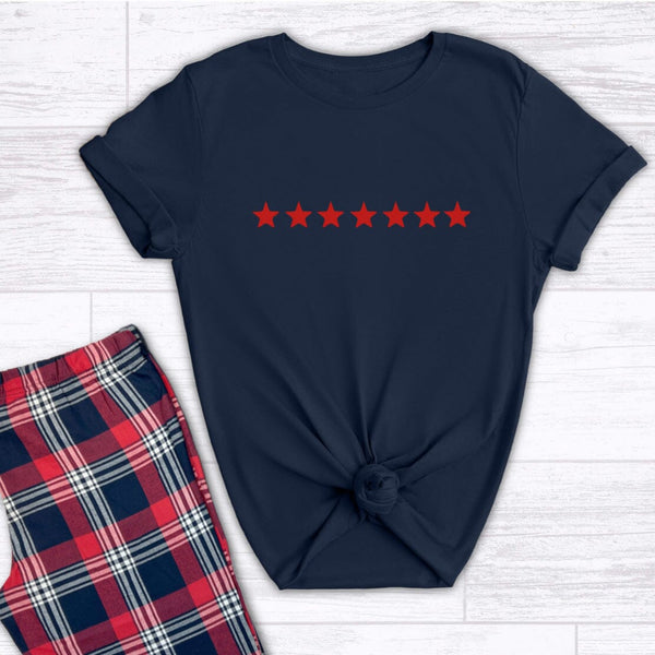 Ladies Christmas Pyjamas with Red Mini Stars