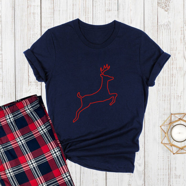 Ladies Leaping Stag Reindeer Christmas Pyjamas