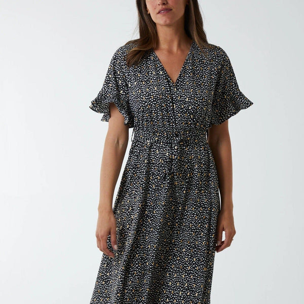 Leopard Cross Over Midi Dress