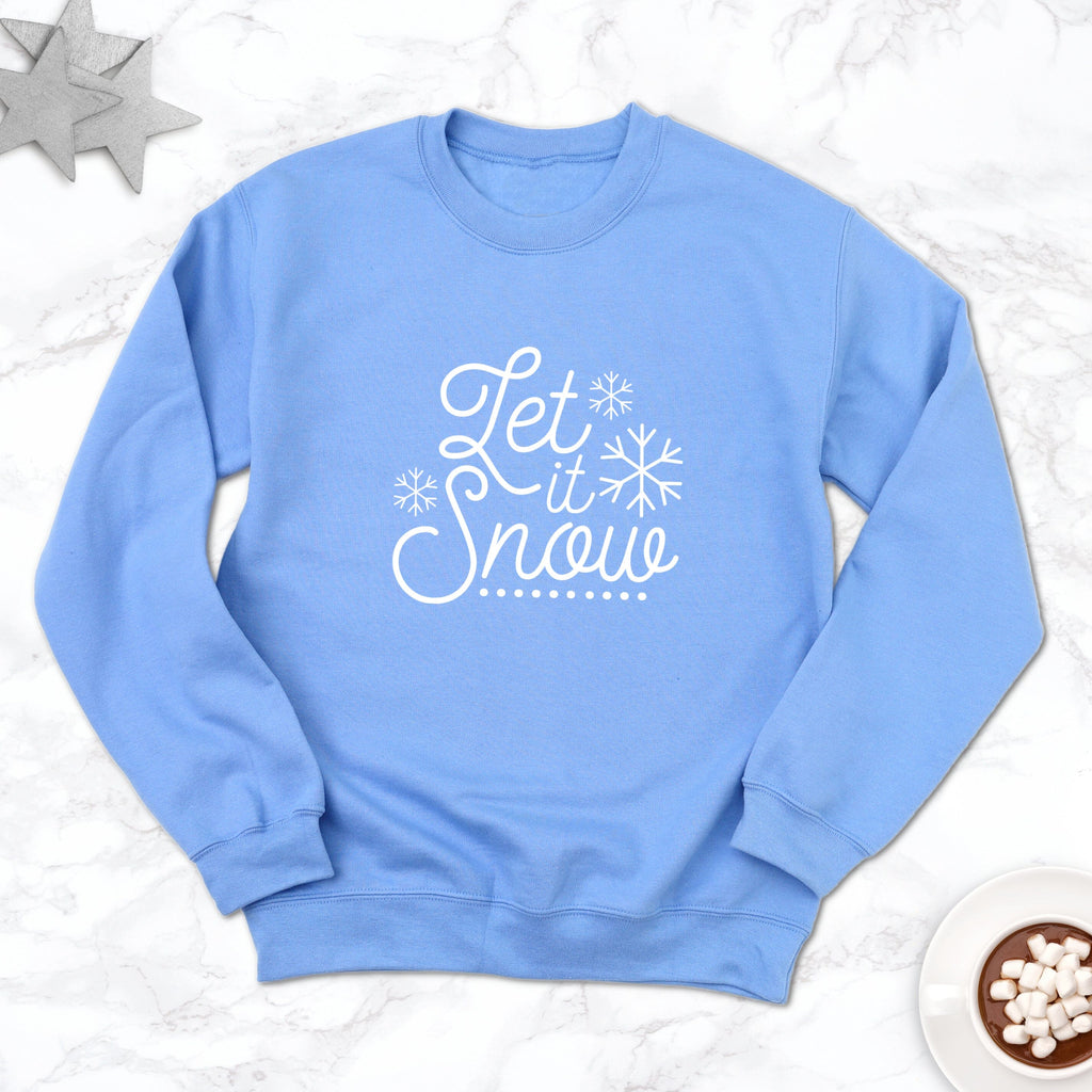 Let it Snow Cornflower Blue Christmas Sweatshirt - Express Delivery Available At Betty Bramble