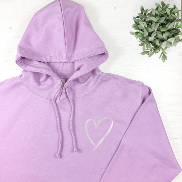 Lilac Hoodie with Silver Pocket Heart