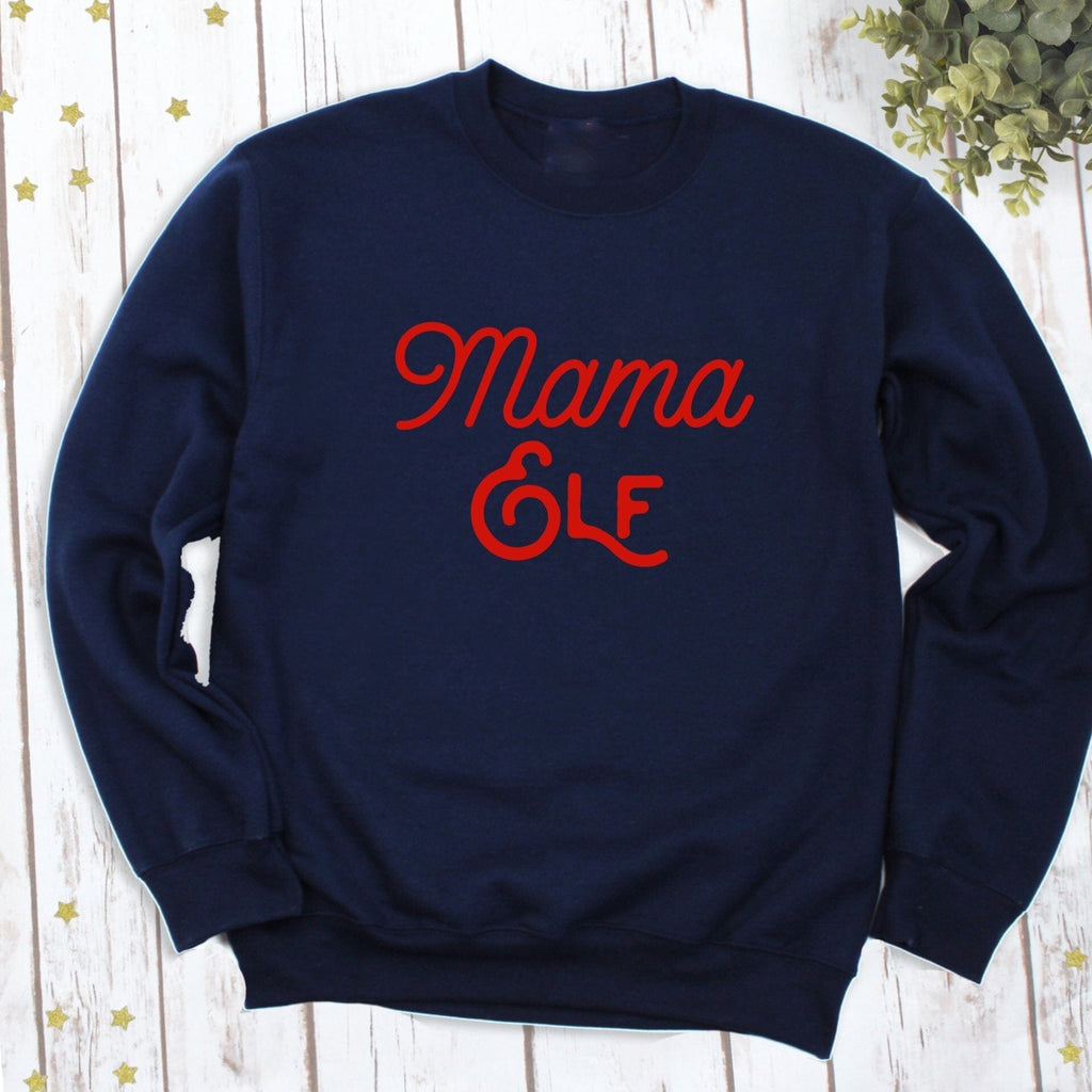 LARGE - Mama Elf Navy and Red Christmas Jumper - SAMPLE - Express Delivery Available At Betty Bramble