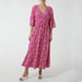 Shirred Waist Pink Spot Maxi Dress