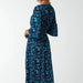 Shirred Waist Peacock Maxi Dress