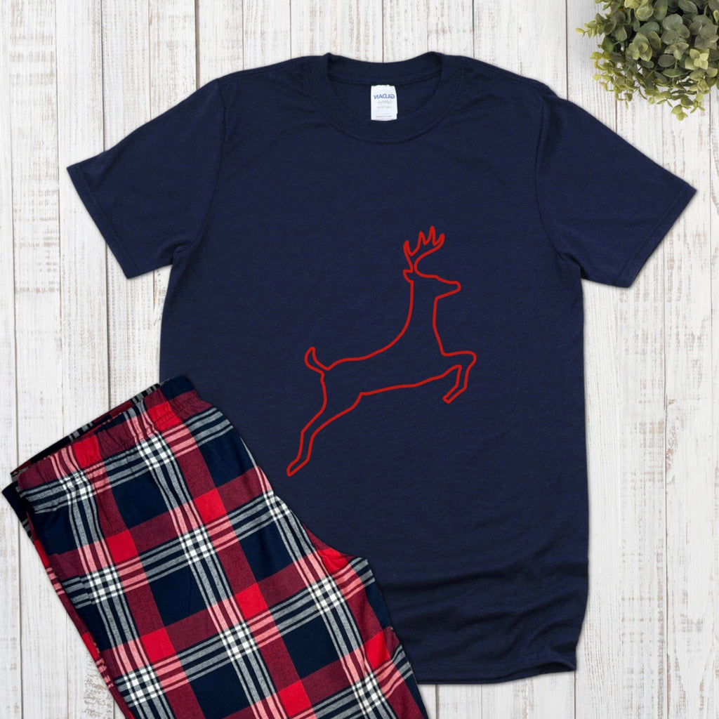 Men's Leaping Stag Reindeer Christmas Pyjamas - Express Delivery Available At Betty Bramble