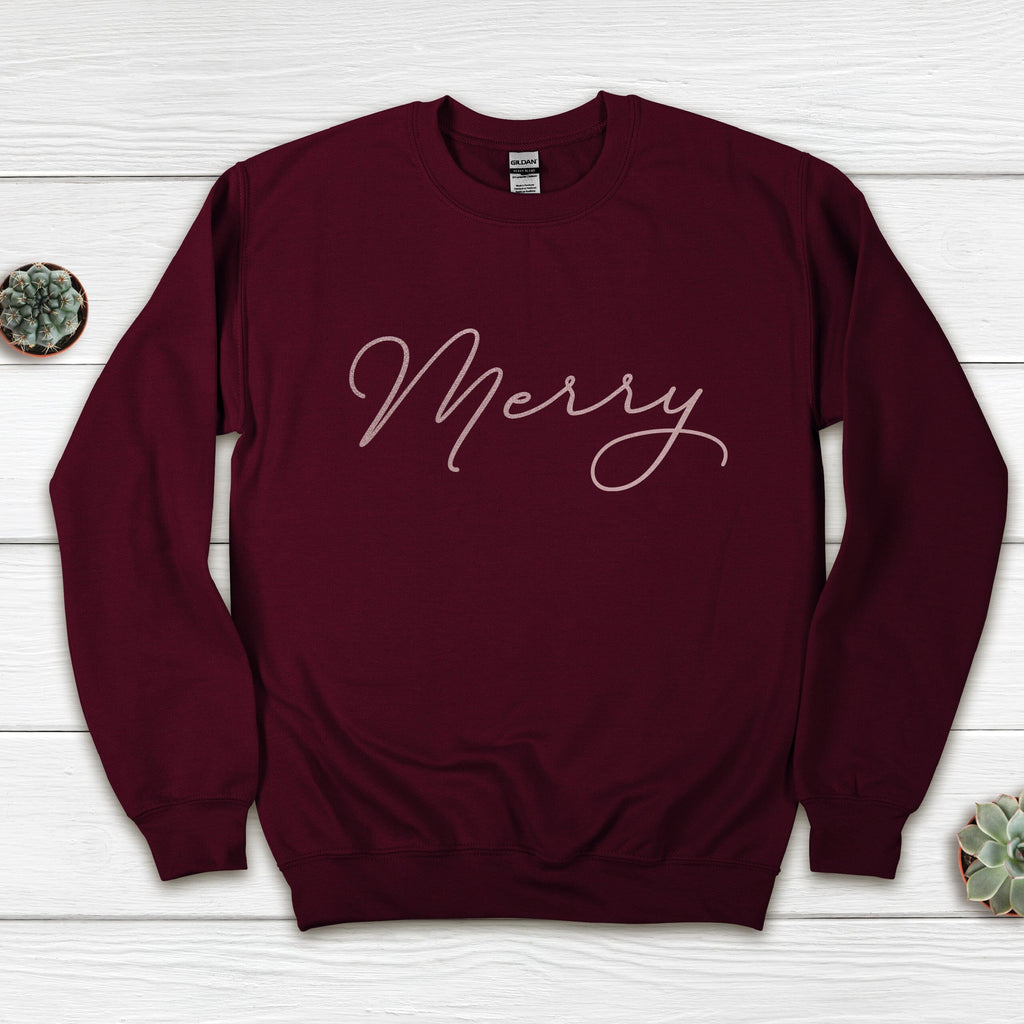 Merry Ladies Christmas Jumper in Plum